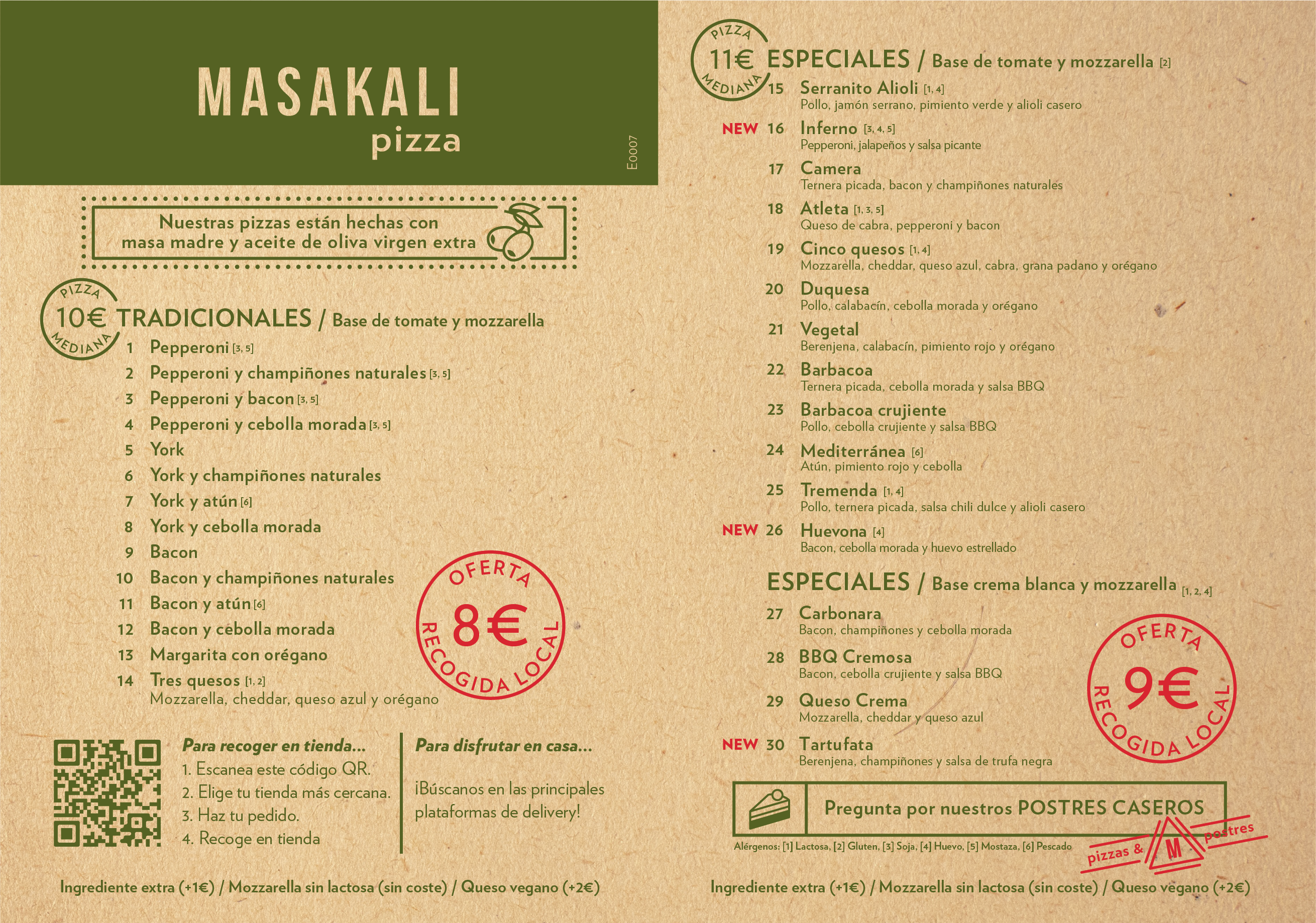 Carta Masakali Pizza ESP - Ed 0007